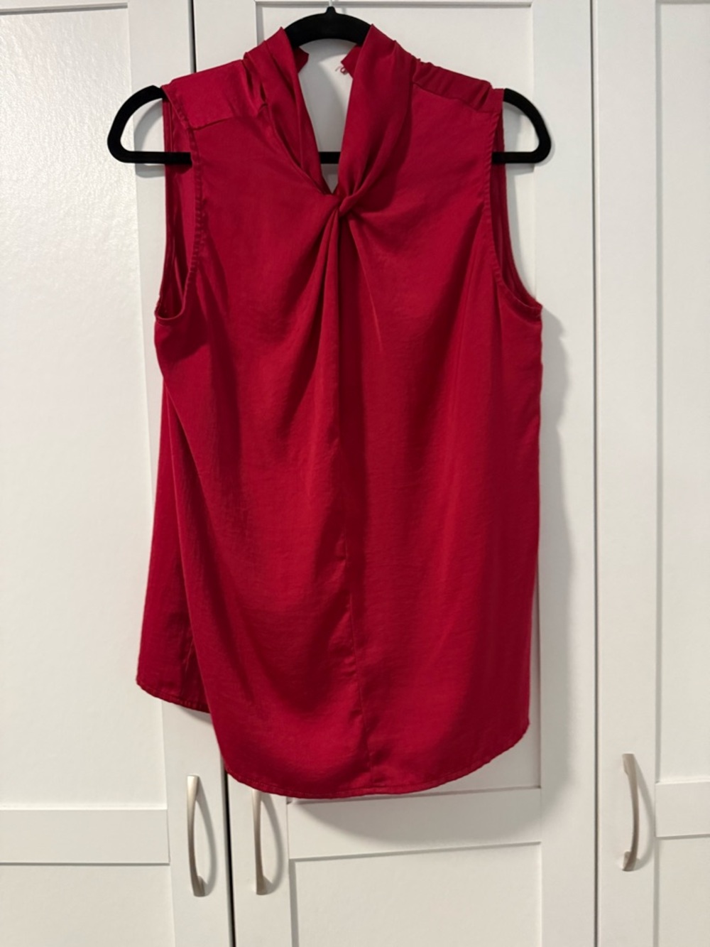 Red Dress Boutique Sleeveless Knot-Detail Blouse in Ruby Red